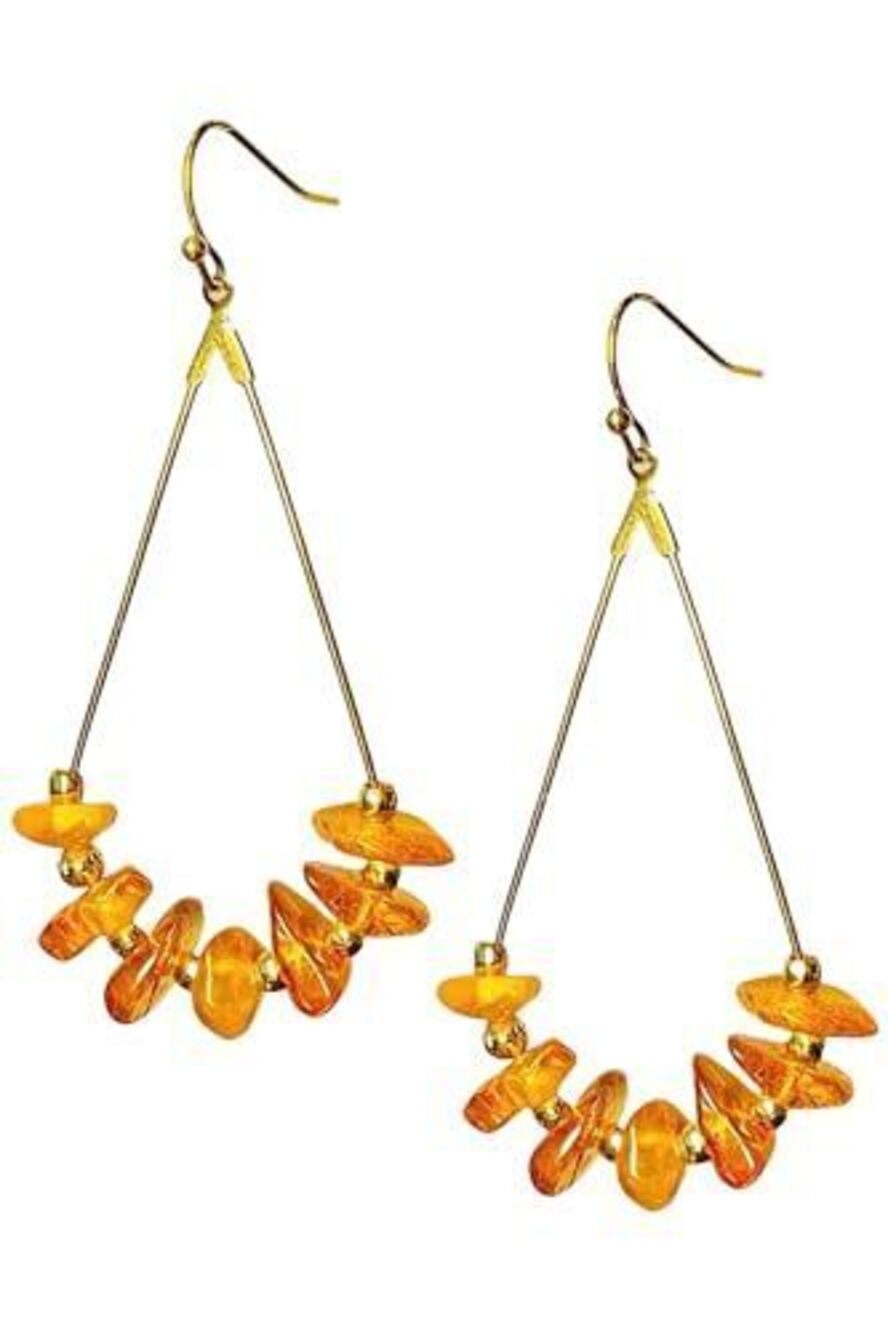 2603 Natural Baltic Amber Earrings , Big Drop Dangle Earrings, Beaded